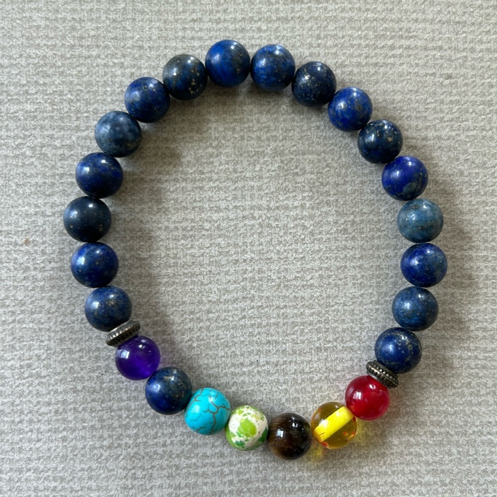 Blue Aventurine with a Tigers Eye beaded Positive Vibes Bracelet handmade ~ EUC